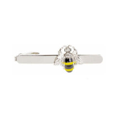 Gold and Silver Enamel Bee Tie Clip