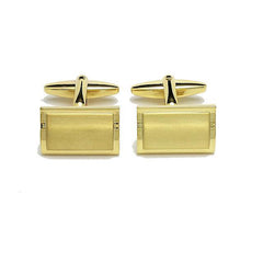 Gold Plated Dome Rectangular Cufflinks with Brushed and Shiny Border