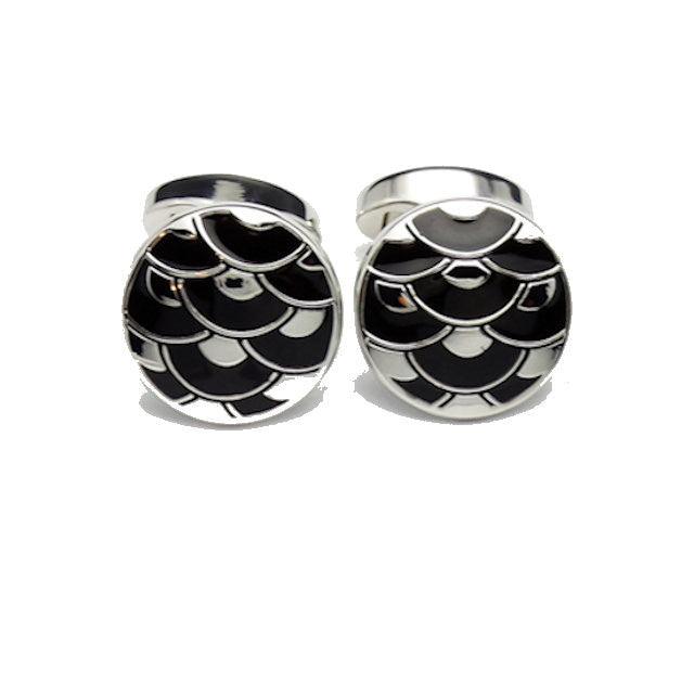 David Aster Black Enamel Cloisonné Cufflinks - Theodore Designs