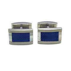 Cudworth Stainless Steel Blue Enamel Wave Pattern Cufflinks - Theodore Designs