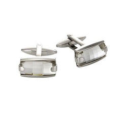 Cudworth Polished Stainless Steel with Swarovski Crystal Cufflinks