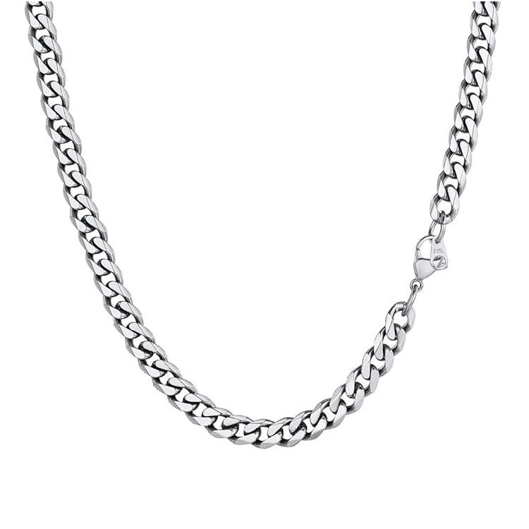 Men’s 7mm Stainless Steel Cuban Curb Chain Necklace
