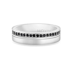 Hoxton London Men's Sterling Silver Black Sapphire Set Ring