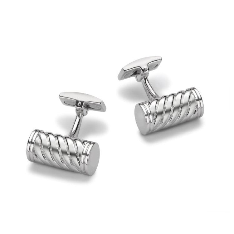 Hoxton London Silver Sterling Silver Cylindrical Twist Cufflinks