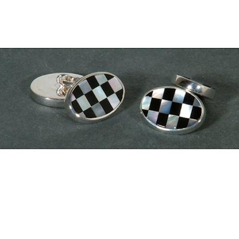 Dalaco Sterling Silver Mother of Pearl and Onyx Cufflink - Theodore Designs