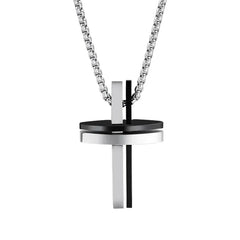 Stainless Steel Double Cross Pendant Necklace