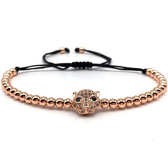 Luxury CZ Diamond Puma Charm Macrame Bracelets