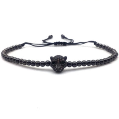 Luxury CZ Diamond Puma Charm Macrame Bracelets