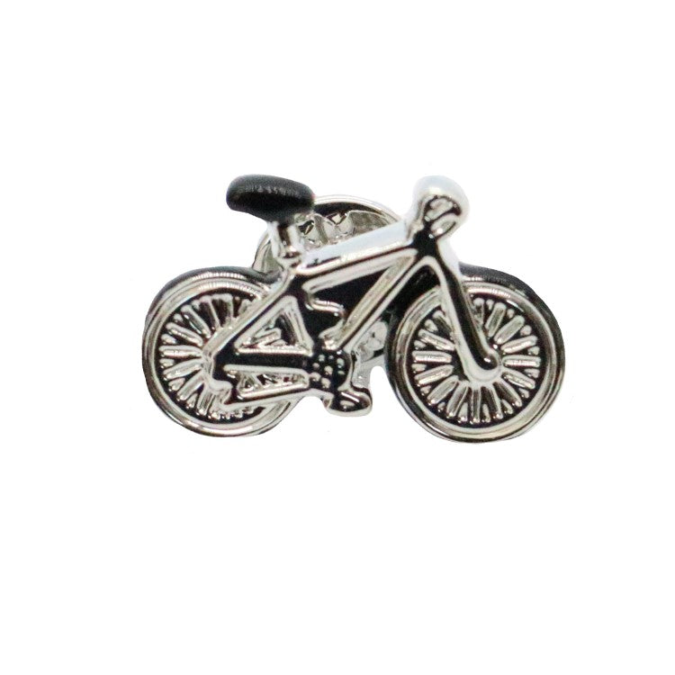 Silver and Enamel Oval-Shaped Bicycle Lapel Pin