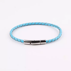 Stainless Steel Genuine 4mm Leather Bracelet