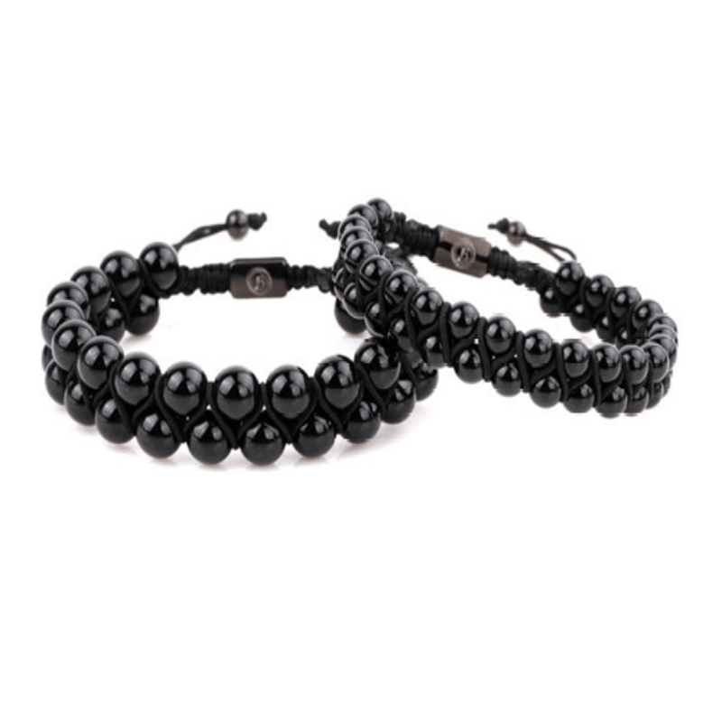 Theodore Onyx Double  Macramé Beaded Bracelet - Theodore Designs