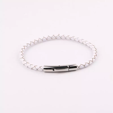 Stainless Steel Genuine 4mm Leather Bracelet