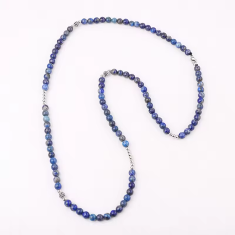 Lapis Lazuli Natural Stone  Beaded Necklace