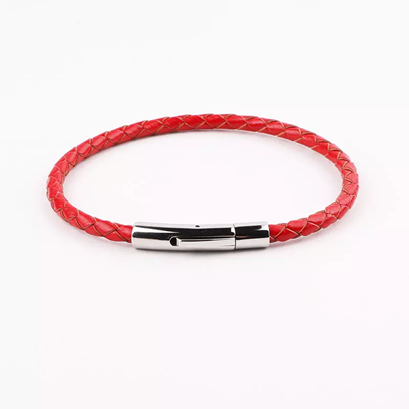 Stainless Steel Genuine 4mm Leather Bracelet