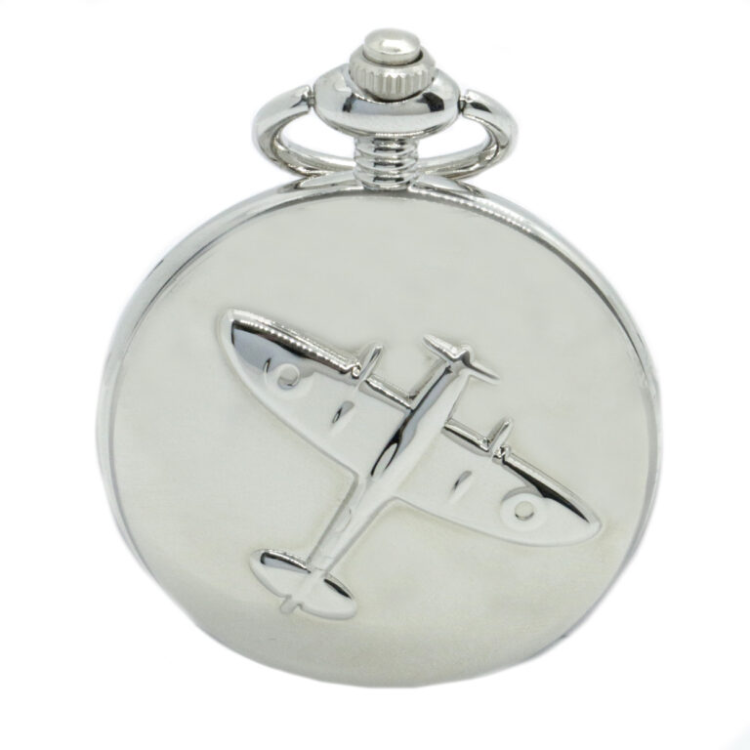Spitfire Embossed Quartz Full Hunter Pocket Watch – Vintage Style with Aviation Heritage