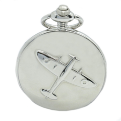 Spitfire Embossed Quartz Full Hunter Pocket Watch – Vintage Style with Aviation Heritage
