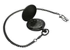 David Aster Gun Metal Quartz Full Hunter Pocket Watch - Theodore Designs