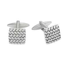 Stainless Steel Sandblasted Tyre Pattern Cufflinks (14x14mm) – Rugged Elegance