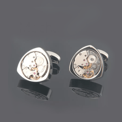 Triangle Black Mechanical Tourbillon Watch Round Gear Men's Cufflinks - Theodore Designs