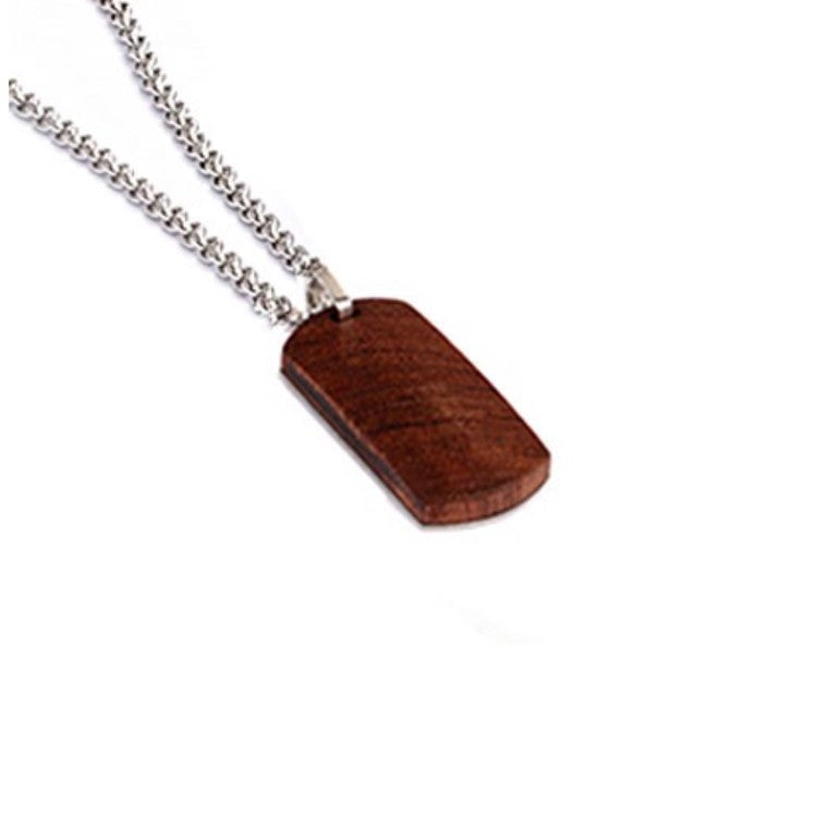 Stainless Steel  and Tiger Wood Pendant