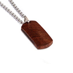 Stainless Steel  and Tiger Wood Pendant