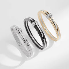 Men’s Stainless Steel Handcuff-Style Bangle Bracelet