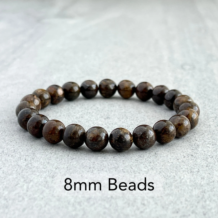 Natural bronzite stone beads bracelet with 8mm beads.