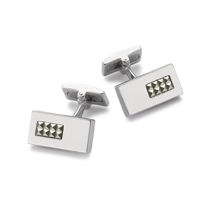 Hoxton London Men's Sterling Silver Pyramid Marcasite Cufflinks