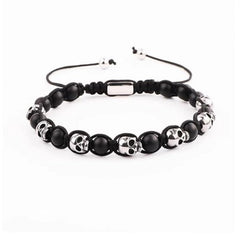 Stainless Steel Adjustable Skull  Macrame Bracelet