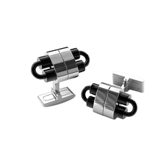 Polished Stainless Steel ‘Industrial’ Cufflinks with Ion Plated Black Detail