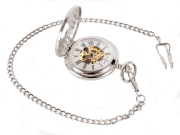 David Aster Silver Patterned Half Hunter Mechanical Pocket Watch - Theodore Designs