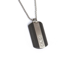 Stainless Steel  and Carbon Fiber Dog Tag Pendant