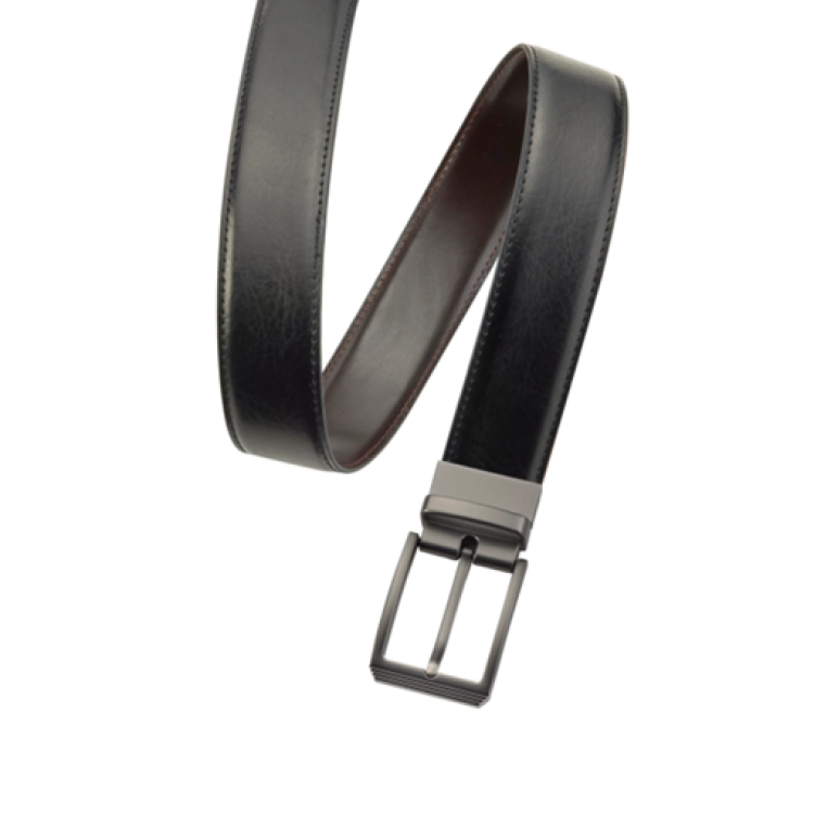 Black & Brown Stitched Reversible Leather Strap