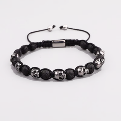 Stainless Steel Adjustable Skull  Macrame Bracelet