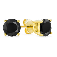 925 Sterling Silver Round Cut Black CZ Stud Earrings (3mm–8mm)