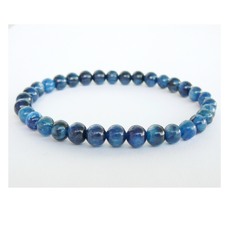 Dark Blue Brazilian Kyanite Crystal Bead Bracelet Sizes 6,8,10,12mm