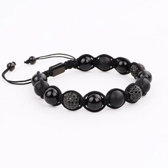 Powerful Protective Stone Black Onyx CZ Crystal Ball Macramé