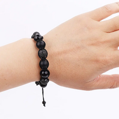 Powerful Protective Stone Black Onyx CZ Crystal Ball Macramé