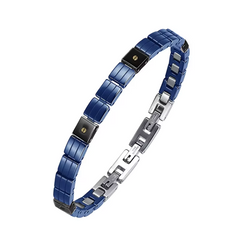 Stainless Steel Luxury Handmade Men's Blue Ceramic CZ Stone Bracelets