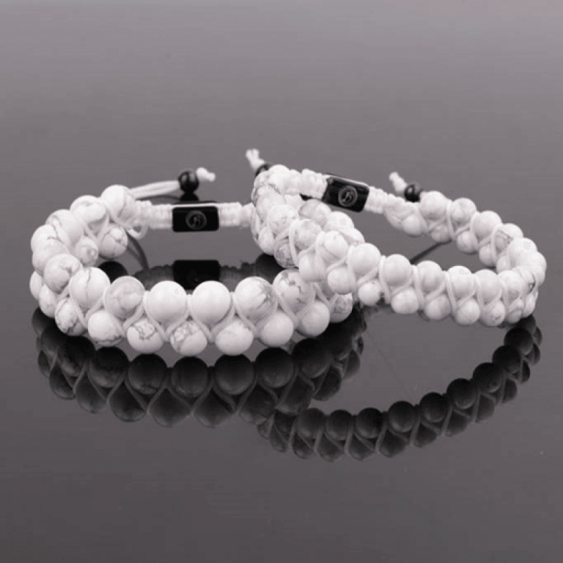 Theodore Double  Macramé Howlite Beaded Bracelet - Theodore Designs