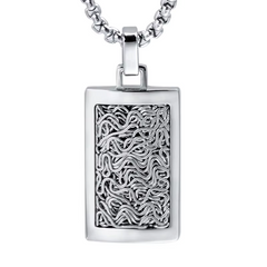 Luxury Twisted Wire Inlay Stainless Steel Dog Tag Pendant
