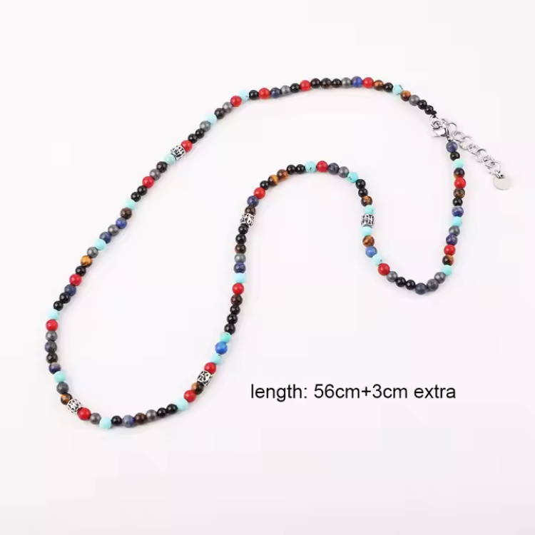 Turquoise, Red jasper Beads, Blue Lapis, Hematite and Onyx Necklace/Bracelet