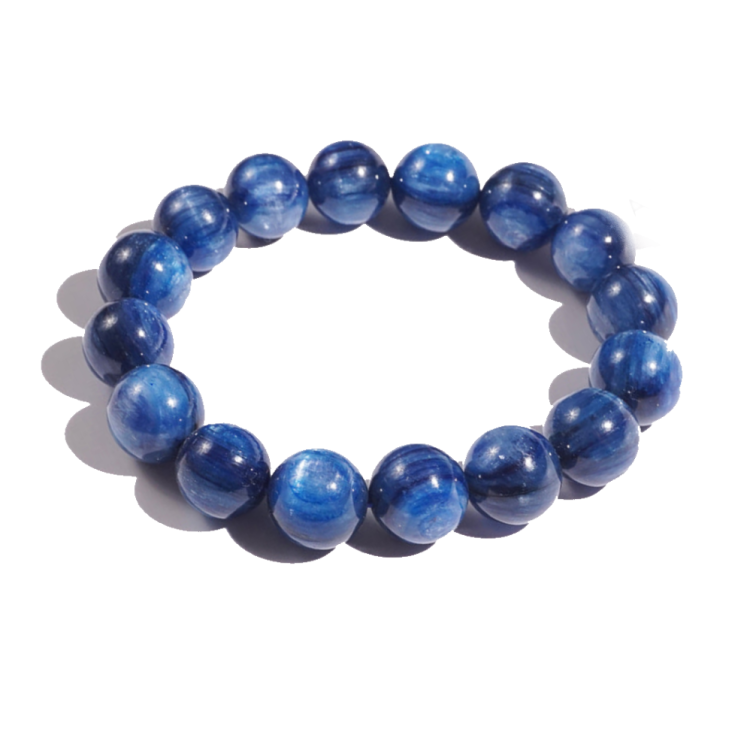 Dark Blue Brazilian Kyanite Crystal Bead Bracelet Sizes 6,8,10,12mm