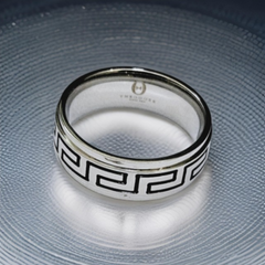 Stainless Steel Greek Key Pattern Ring