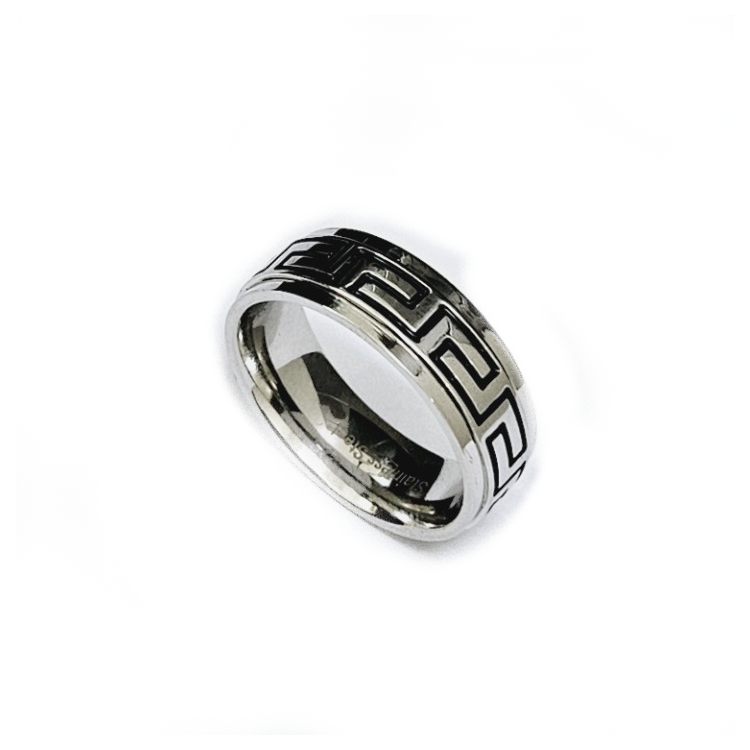 Stainless Steel Greek Key Pattern Ring