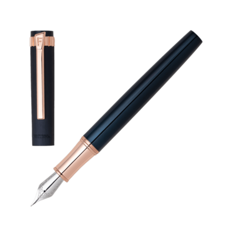 Festina Blue & Rose Gold Prestige Fountain Pen - Theodore Designs