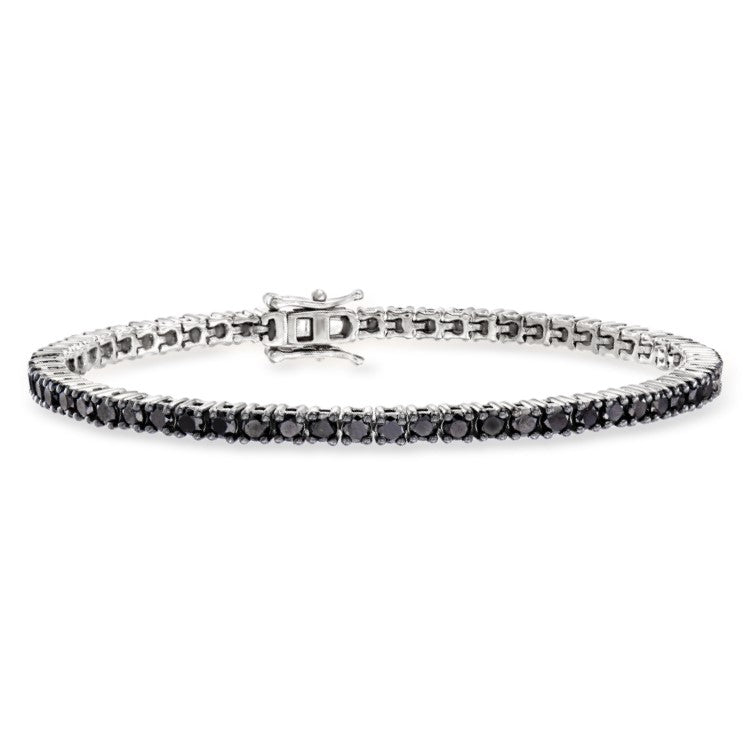 Sterling Silver Princess Black CZ Tennis Bracelet
