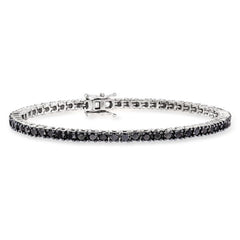 Sterling Silver Princess Black CZ Tennis Bracelet