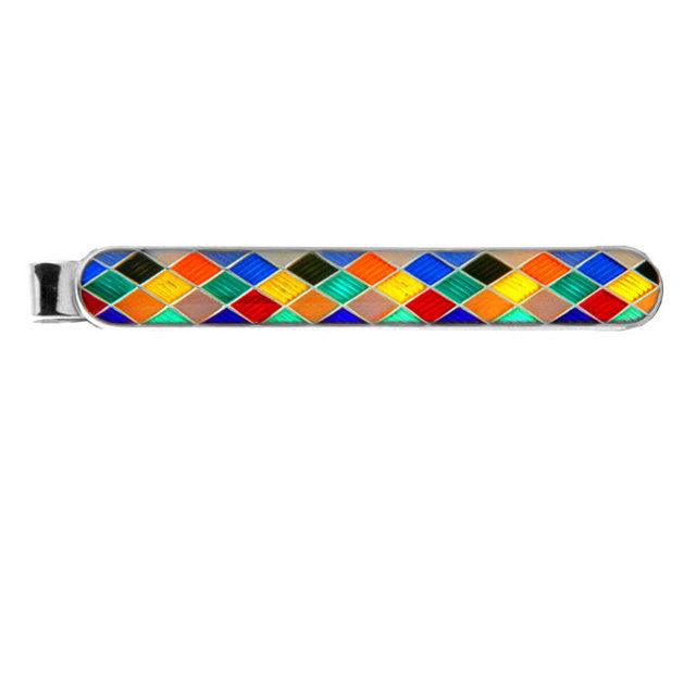 Sterling Silver Harlequin Enamel Tie Bars - Theodore Designs