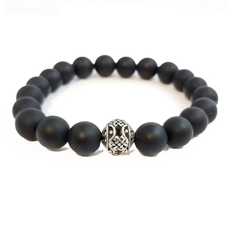 Theodore Black Matte Agate  Beaded Bracelet - Theodore Designs